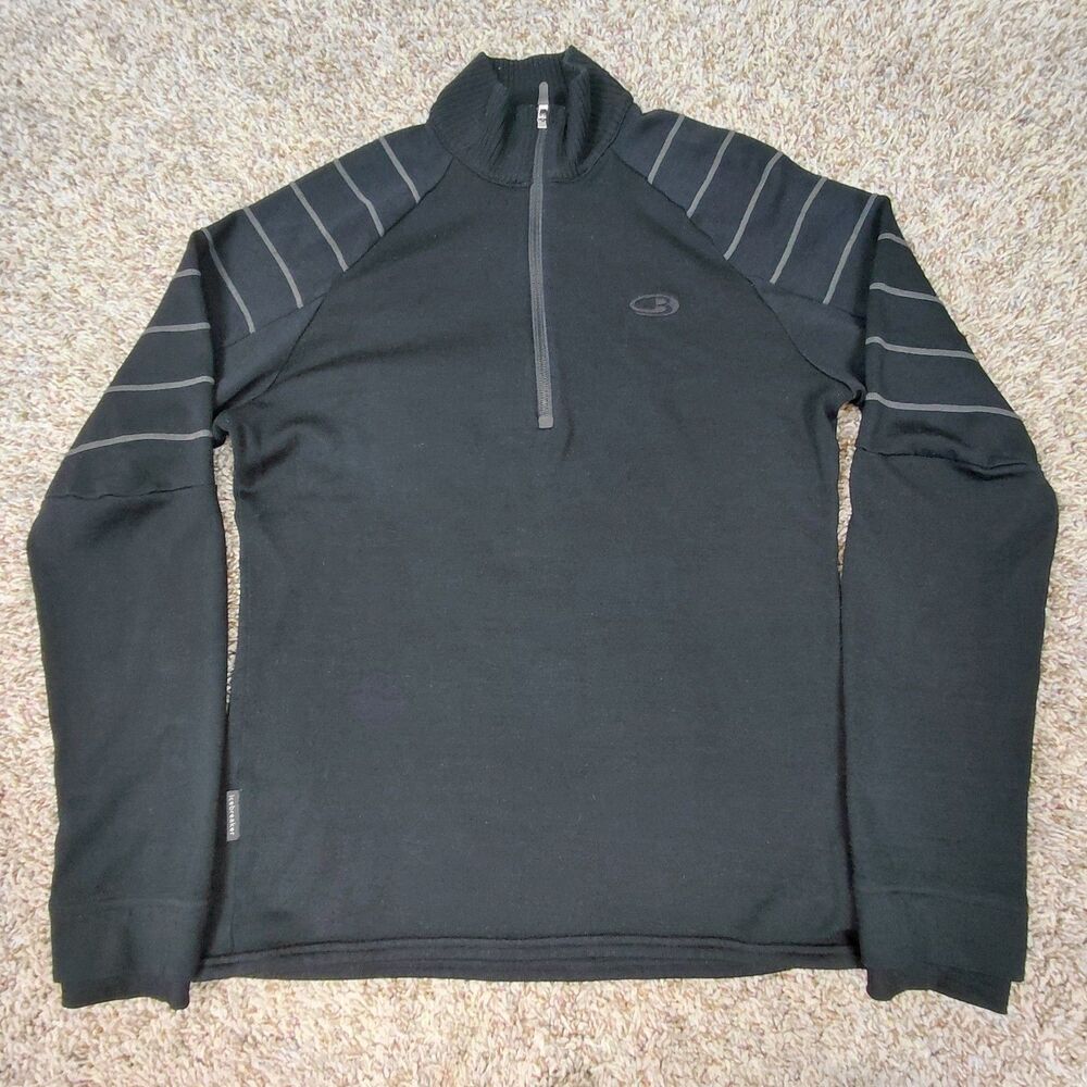Icebreaker 1/4 Zip Pullover Sweater Mens Medium Sport 320 Merino Wool Base Layer